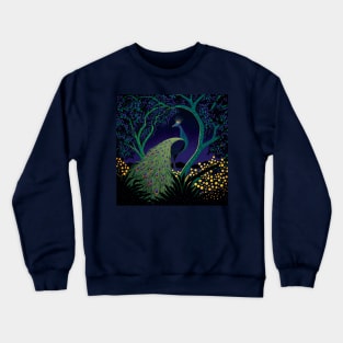 Beautiful Peacock in a Glowing Tree Crewneck Sweatshirt